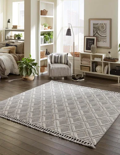 Vista 15 de Unique Loom Arlo Collection - Alfombra Derek (rectangular, 2 pies 0 pulgadas x 3 pies 0 pulgadas, carbón/marfil)