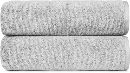 Vista 18 de Amazon Basics 2 toallas de baño de gran tamaño de secado rápido, 100% algodón, color blanco, de 62 x 30 pulgadas