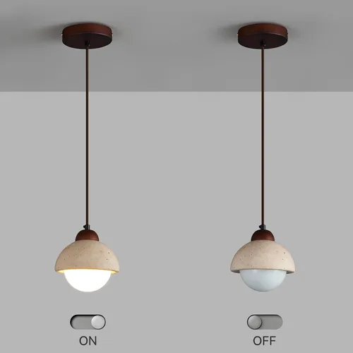Vista 7 de Wabi Sabi - Lámpara colgante de piedra natural nórdica para isla de cocina, lámpara de suspensión de madera para comedor, mesita de noche, entrada