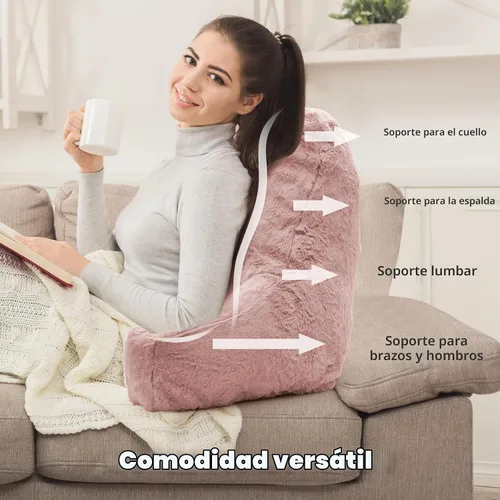 Vista 3 de Almohada de Lectura Grande para Cama, Almohada de Respaldo con Brazos, Soporte de Espalda para Sentarse en la Cama, Sofá para Respaldo de Rosa