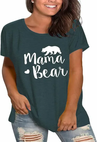 Vista 3 de Camisetas de manga corta para mujer con estampado de mamá de talla grande