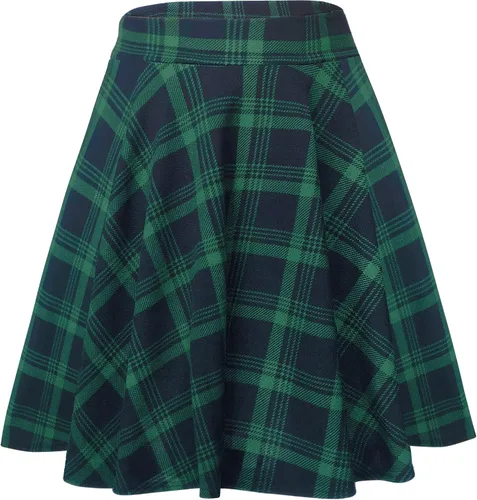 Vista 21 de Urban CoCo Women's Basic Midi Skirt Versatile Stretchy Flared Casual High Waisted Skirt Negro