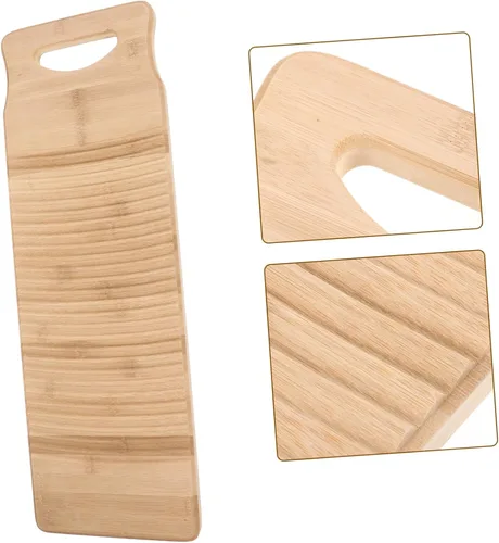 Vista 4 de Hemoton Tabla de lavado de madera, tabla de lavar a mano, tabla de lavar a mano para suministros de lavandería para el hogar, L