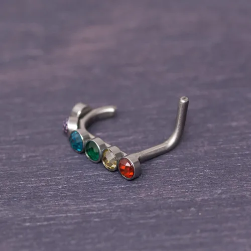 Vista 3 de Nose Ring with CZ - Surgical Steel Nose Earring