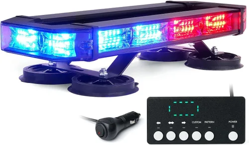 Vista 8 de LUMENIX Barra de luz estroboscópica de emergencia para techo con 72 luces LED con panel de control, base magnética, advertencia intermitente, barra