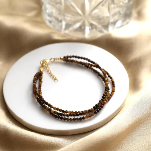 Vista 34 de Gempires - Pulseras de cuentas naturales de múltiples hebras, ligeras, hechas a mano, hipoalergénicas, de 8 pulgadas, chapadas en oro, elegantes