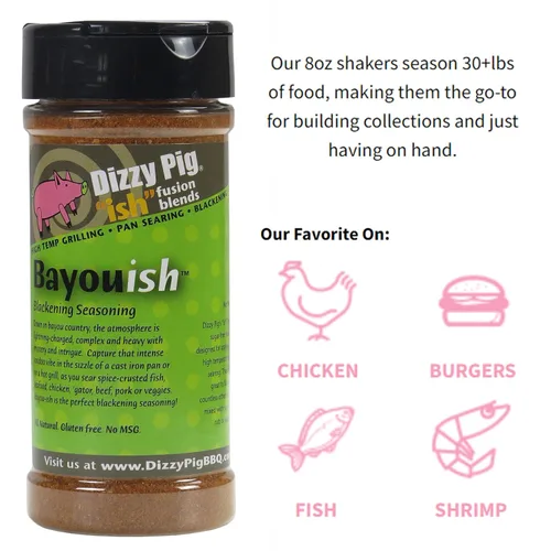 Vista 3 de Dizzy Pig ish Fusion Bayou-ish Blackening Seasoning (8oz Shaker) - Seasons 30+lbs of Food - Hand Made in the USA - MSG Free, Gluten Free