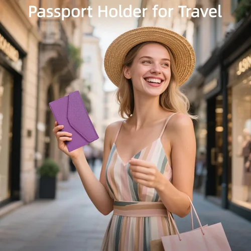 Vista 147 de Zoppen - Billetera de viaje con bloqueo RFID multiusos (Ver.4) Portatarjetas de pasaporte y vacunas, organizador de documentos de tres pliegues