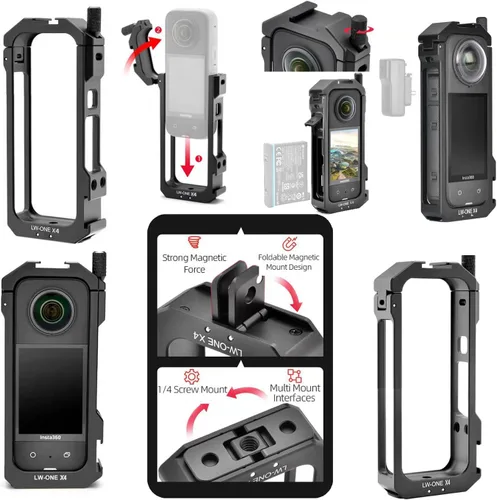 Vista 2 de Insta 360 X4 - Funda de aluminio con marco de aluminio, protector de pantalla para Insta360 X4 X 4, carcasa de metal antiarañazos, cubierta