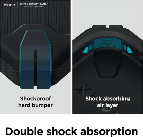 Vista 4 de Elago Armor - Funda para iPhone 14 Pro Max de 6.7 pulgadas, protección contra caídas de grado militar, textura de fibra de carbono resistente, Negro