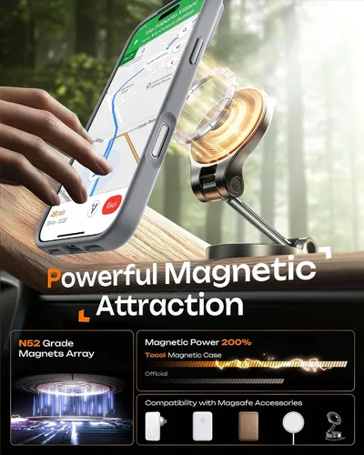 Vista 688 de TOCOL Funda para iPhone 11, compatible con Magsafe, protección completa de cámara, imanes integrados, protección contra caídas, funda translúcida