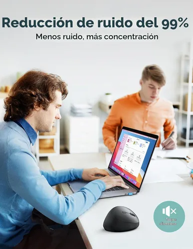 Vista 7 de TECKNET Ratón Ergonómico, 4800 DPI 5 Niveles de DPI Ajustables, Ratón Vertical Inalámbrico, 6 Botones, Ratón Silencioso de 2.4G para Laptop, PC