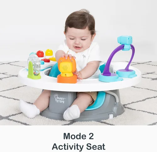 Vista 3 de Smart Steps® Explore N’ Play 5 en 1 de asiento de actividad a elevador, Azul Safari Divertido