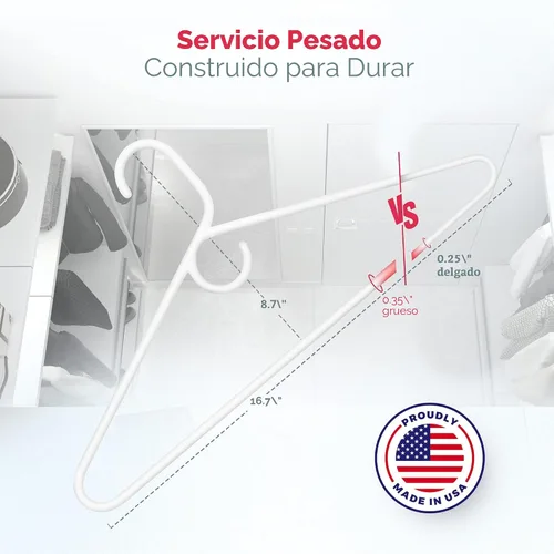 Vista 2 de Perchas de plástico resistentes, paquete de 18 – Perchas de ropa Blanco