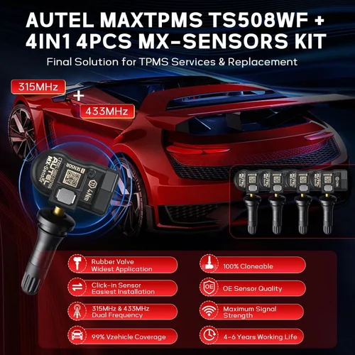 Vista 7 de Autel MaxiTPMS TS508WF Herramienta de programación TPMS, con $120 4 sensores Autel TPMS, WiFi 2026 Ver. de TS408S TS501 TS508 TS601