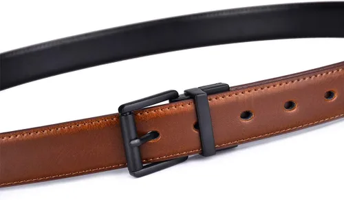 Vista 7 de Beltox - Cinturón para hombre de vestir casual reversible de cuero de 1.1" con hebilla de rodillo giratoria