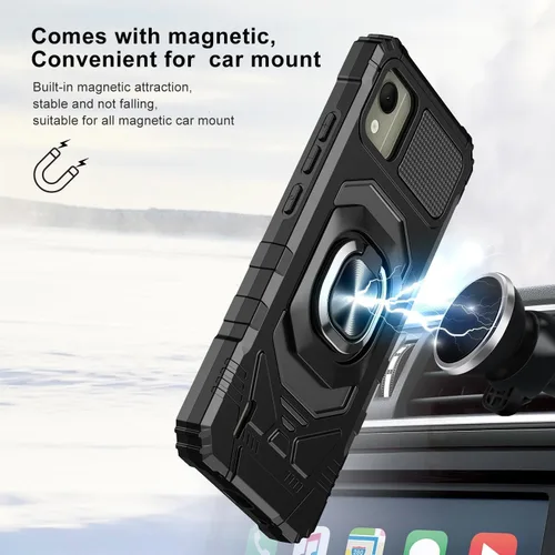 Vista 2 de TJS Funda compatible con Nokia C110 N156DL, anillo de metal, soporte magnético, soporte resistente, protección contra caídas, funda para teléfono