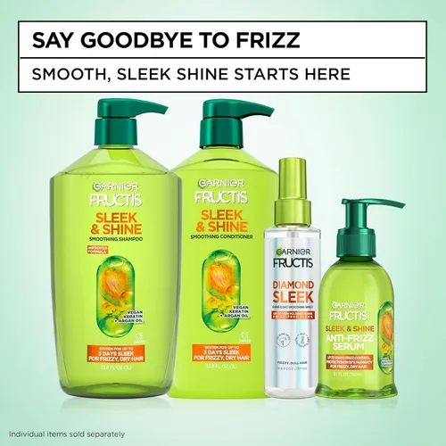 Vista 6 de Garnier Fructis Sleek & Shine Champú, cabello encrespado, seco, inmanejable, 22 onzas líquidas (el embalaje puede variar)