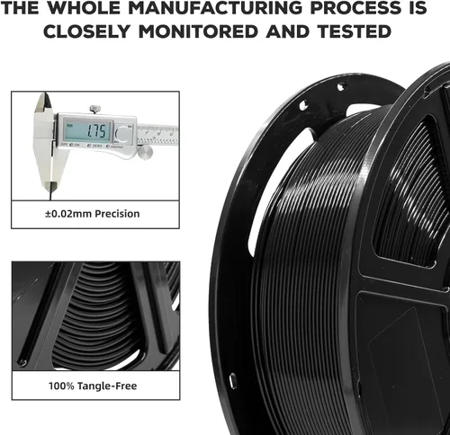 Vista 3 de FLASHFORGE - Filamento PLA para impresora 3D de 1.75mm, carrete de 1kg (2.2lbs), precisión dimensional de +/- 0.02mm, filamento para impresión 3D