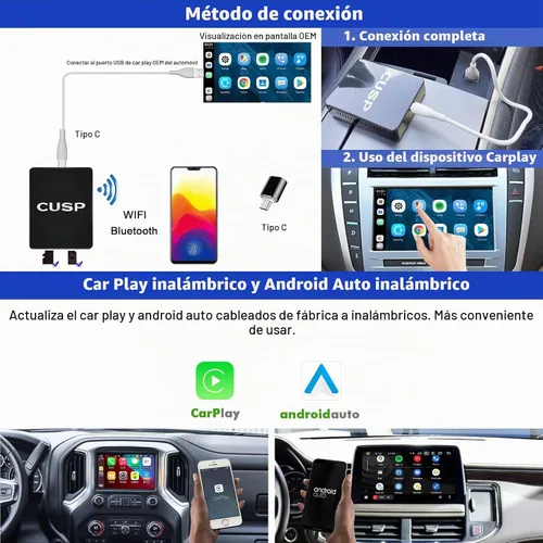 Vista 3 de Caja inalámbrica de CarPlay AI para CarPlay con cable OEM, Android Auto, 8 8 Core 4G+64G+4G LTE Android Car Play Box
