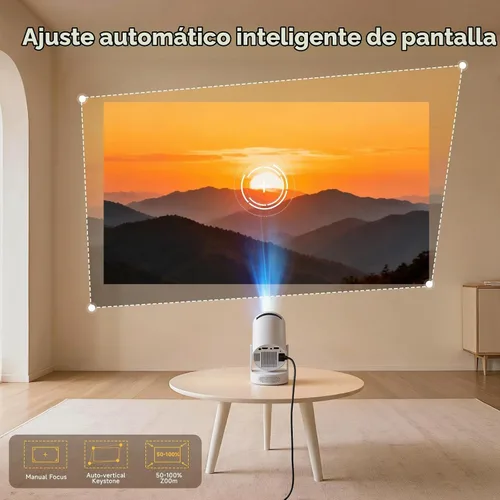 Vista 6 de SGV Mini proyector inteligente para dormitorio, soporte 4K, proyector portátil para exteriores con Android 12, WiFi y Bluetooth 5.2, Keystone