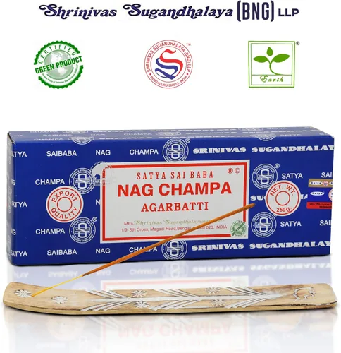 Vista 4 de Satya Nag Champa - Varillas de incienso Bangalore, paquete de 250 gm, natural, enrollado a mano, no tóxico, juego de insense Nagchampa BNG
