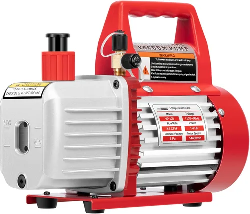 Vista 11 de VIVOHOME Bomba de vacío de aire de paletas rotativas de una etapa, 110V, potencia de 1/4 HP, 3.5 CFM con botella de aceite HVAC Vacuum Pump for