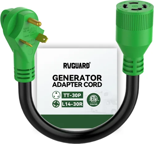 Vista 8 de RVGUARD Cable adaptador de generador RV de 3 clavijas de 30 amperios a 30 amperios de 12 pulgadas STW 10/3, enchufe macho de bloqueo L5-30P a hembra