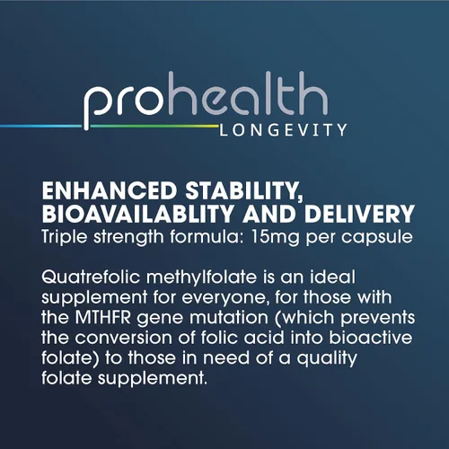 Vista 4 de ProHealth Metilfolato con folato cuatrifólico (15 mg, 60 cápsulas) - Folato activo de fuerza profesional