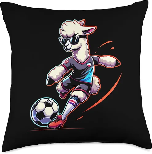Vista 4 de Alpaca Soccer Ball Boys Kids Throw Pillow