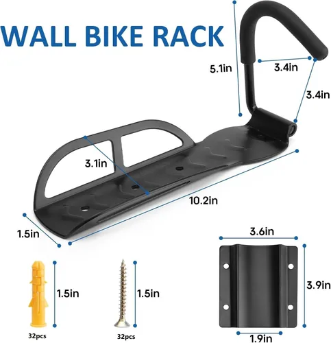 Vista 6 de Soporte de pared para bicicleta de garaje, ganchos para colgar bicicletas, sistema de almacenamiento vertical resistente para bicicletas