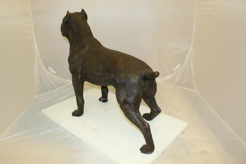 Vista 5 de Nifao Pit Bull Dog, animal, estatua de bronce medio perdido, 33 pulgadas de largo x 11 pulgadas de ancho x 26 pulgadas de alto