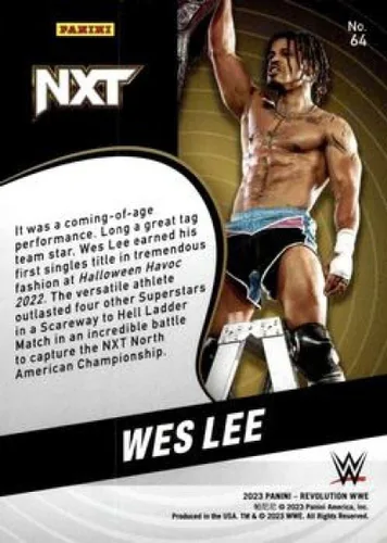 Vista 2 de 2023 Panini Revolution #64 Wes Lee NXT 2.0 Official WWE Wrestling Trading Card in Raw (NM or Better) Condition