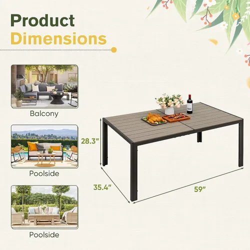 Vista 3 de GUNJI Mesa de comedor rectangular de 59 pulgadas para 6 personas, mesa de comedor de madera con patas de metal para comedor, sala de estar