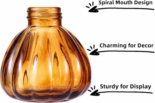 Vista 6 de Juego de 6 jarrones de cristal, frascos de flores de vidrio, botellas pequeñas para arreglos florales, jarrones florales decorativos rústicos