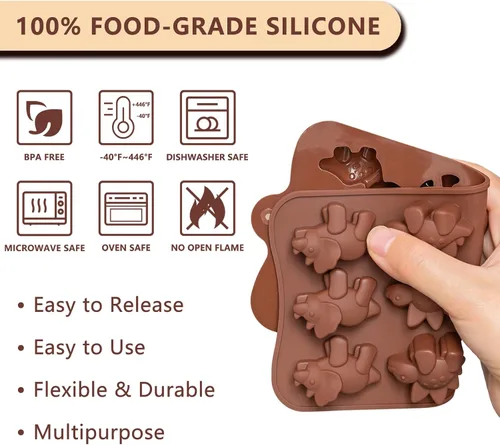 Vista 3 de WARM TIME Juego de 6 moldes de silicona para chocolate, moldes antiadherentes de grado alimenticio, moldes de cocina para chocolate, dulces