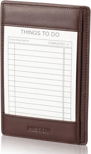 Vista 10 de HISCOW Bloc de notas y cuaderno de bolsillo de cuero italiano, bloc de notas de 3 x 5 con soporte seguro para bolígrafo, organizador de notas