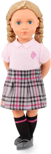 Vista 5 de Our Generation Hally Doll - Muñeca suave de moda de 18 pulgadas con accesorios de ropa navideña, ojos grises y azules únicos y cabello rubio rizado