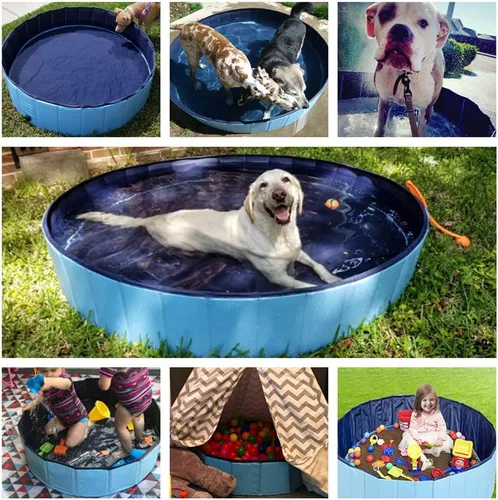 Vista 5 de Jasonwell Piscina de baño plegable para perros y niños para perros Splash Pad Rociador C