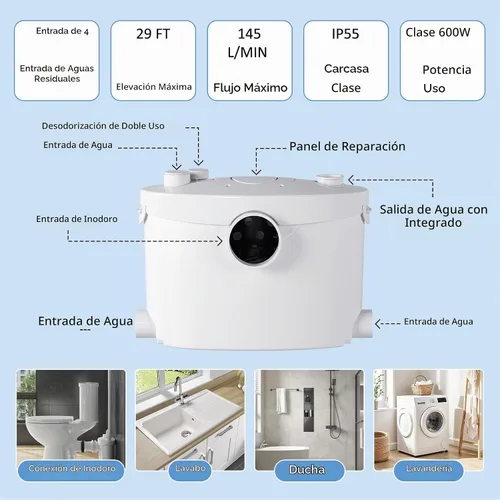Vista 3 de Simple Project Sistema de inodoros macerantes de 600 W con 4 entradas