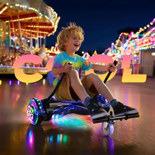 Vista 7 de Scooter Seat Attachment, Scooter with Go Kart for Kids Boys Girls Adults, LED Lights, Bluetooth(Include Go-Kart)