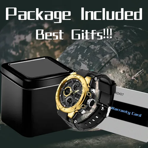 Vista 7 de Relojes militares para hombre, reloj deportivo para hombre, táctico, resistente al agua, digital, deportivo, trabajo, analógico, color negro, verde