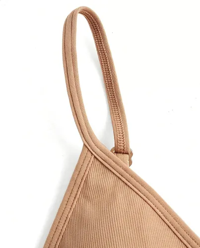 Vista 4 de SweatyRocks Bralette Triangular para Mujer con Escote Pronunciado Sujetador con Cuello en V Sin Cables Sin Relleno Suave Cómodo para Uso Diario