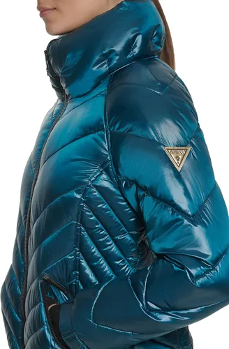 Vista 3 de GUESS Puños de tormenta acolchados para mujer, chaqueta de transición acolchada