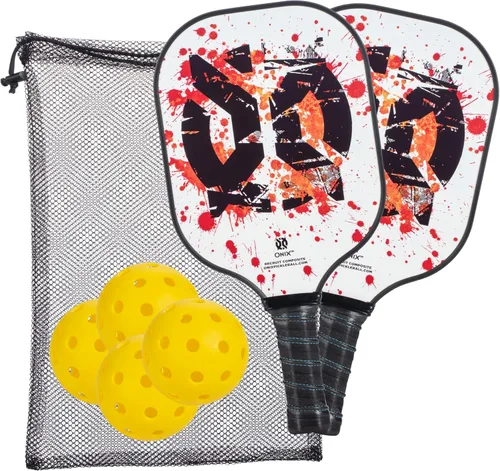 Vista 7 de Onix Pickleball Paddle Set with 2 Composite Paddles and 4 Balls — Durable Construction, Stylish Graphics, 90-Day Limited Warranty