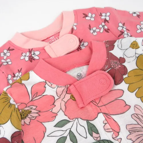 Vista 2 de HonestBaby Pijama de algodón orgánico para dormir y jugar con pies para bebés y niñas (LEGACY)