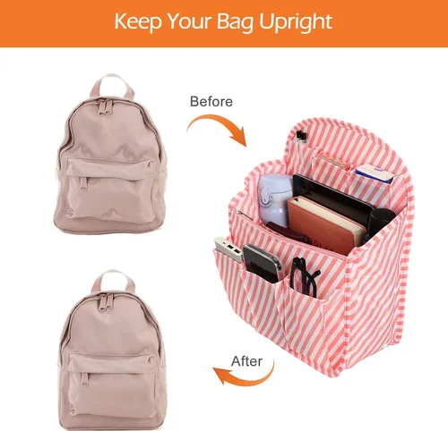 Vista 5 de Surblue Organizador de mochila con forro de inserción para colgar mochila de viaje y bolsillo de inserción, divisor de alta capacidad, organizador