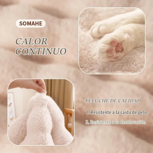 Vista 6 de SOMAHE Cama para gatos y alfombrilla para perros pequeños, almohada elevada Blanco