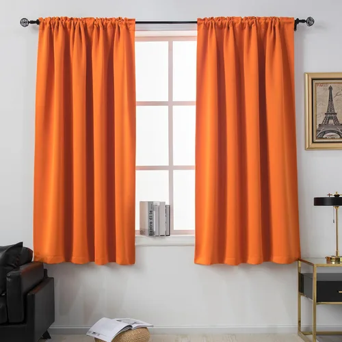 Vista 65 de DUALIFE Cortinas opacas de 45 pulgadas de largo, 2 paneles para ventanas pequeñas de dormitorio, aislamiento térmico, bolsillo para barra, cortinas