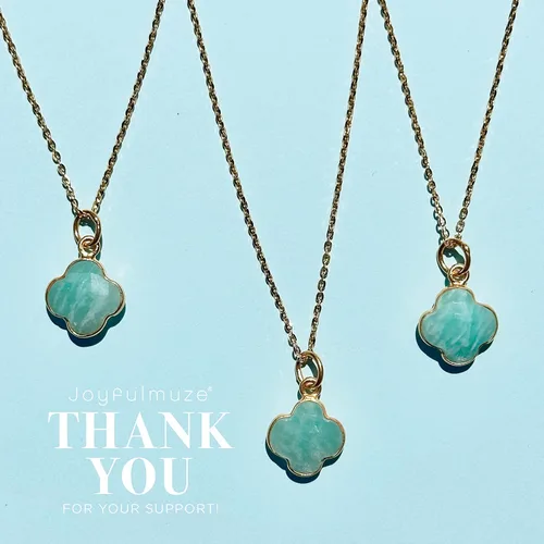 Vista 36 de Genuine Gemstone Necklace, Carved Four Leaf Clover Shape, Amethyst, Moonstone, Amazonite, Tourmaline, Labradorite, 925 Sterling Silver Jewelry